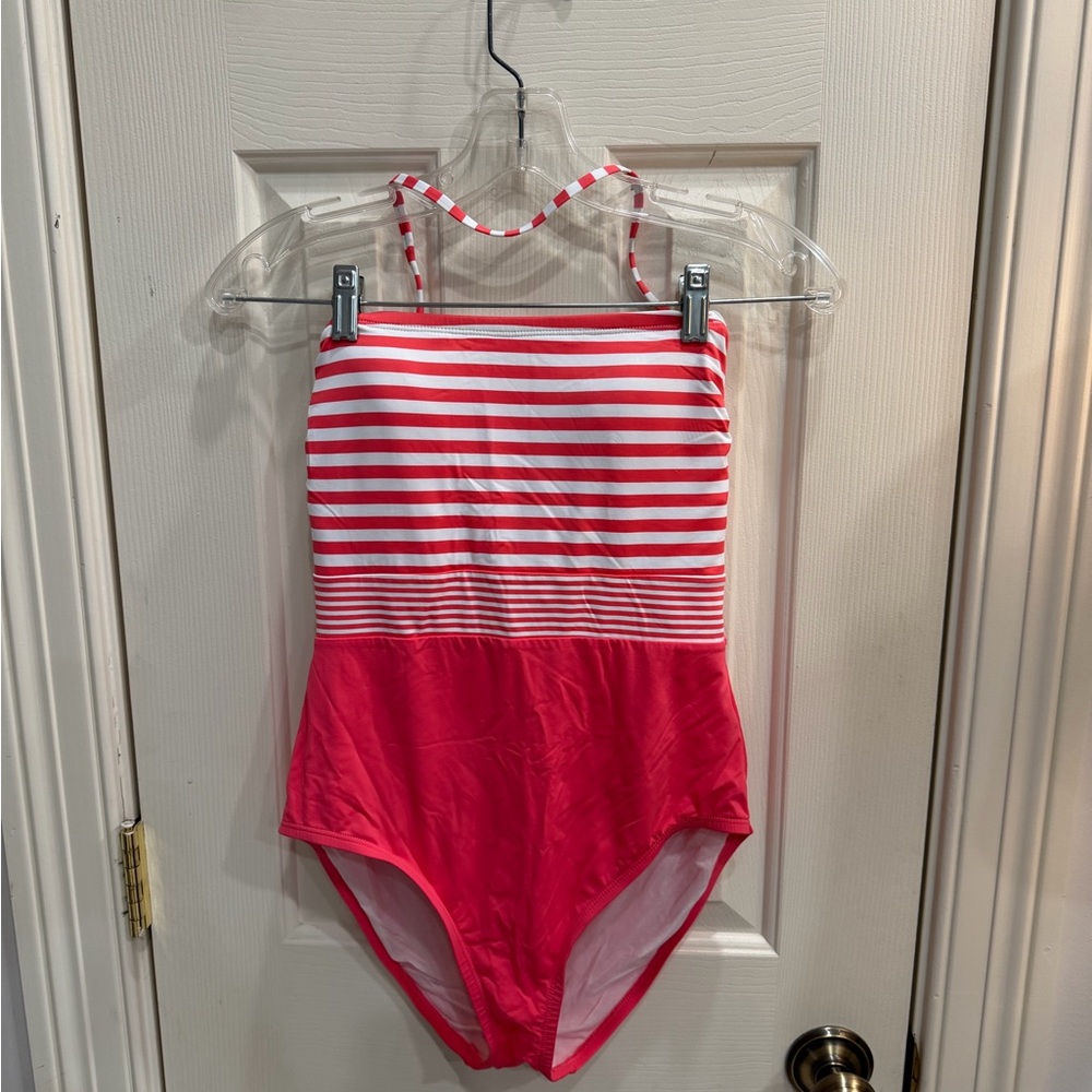 Tommy Bahama Coral and White One Piece Swimsuit Sz. 10